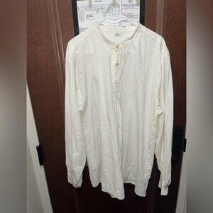 Folkloria Off White Colored Button Down Tunic Shirt XL